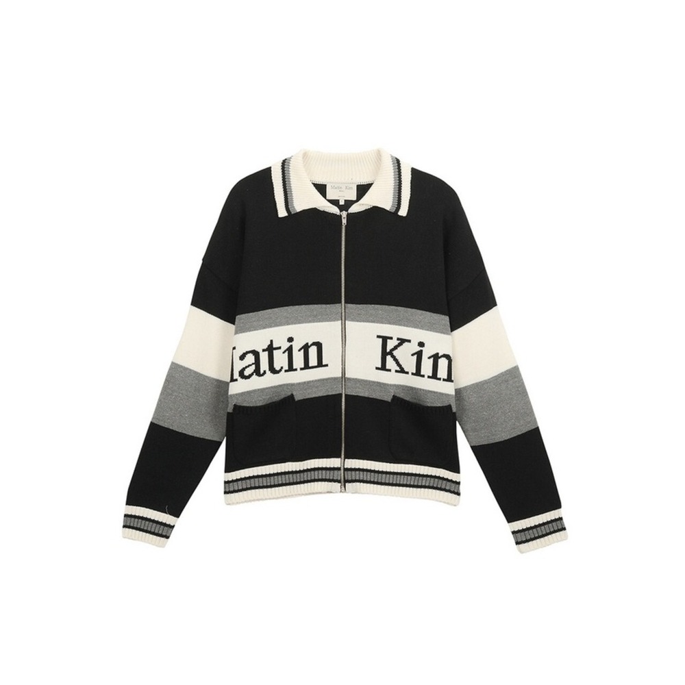 Matin Kim Black Spell Collar Zip-Up Oversized Cardigan OS Minimalist Designer